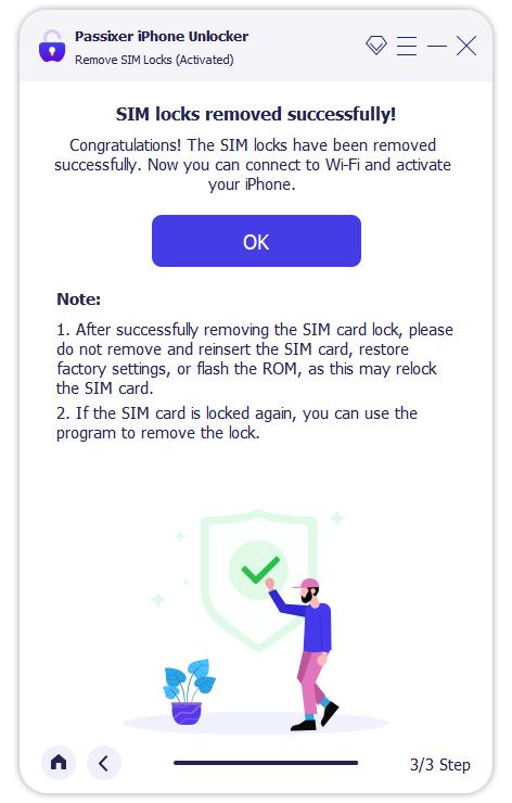 Confirmation of SIM Unlock