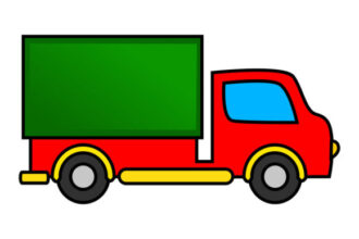 Red Color Truck Cartoon Illustration