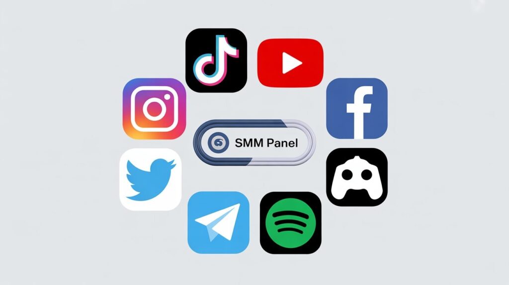 Multi-platform SMM panel supporting Instagram, TikTok, YouTube, Facebook, Twitter, Telegram, Spotify, and Discord services from unified dashboard
