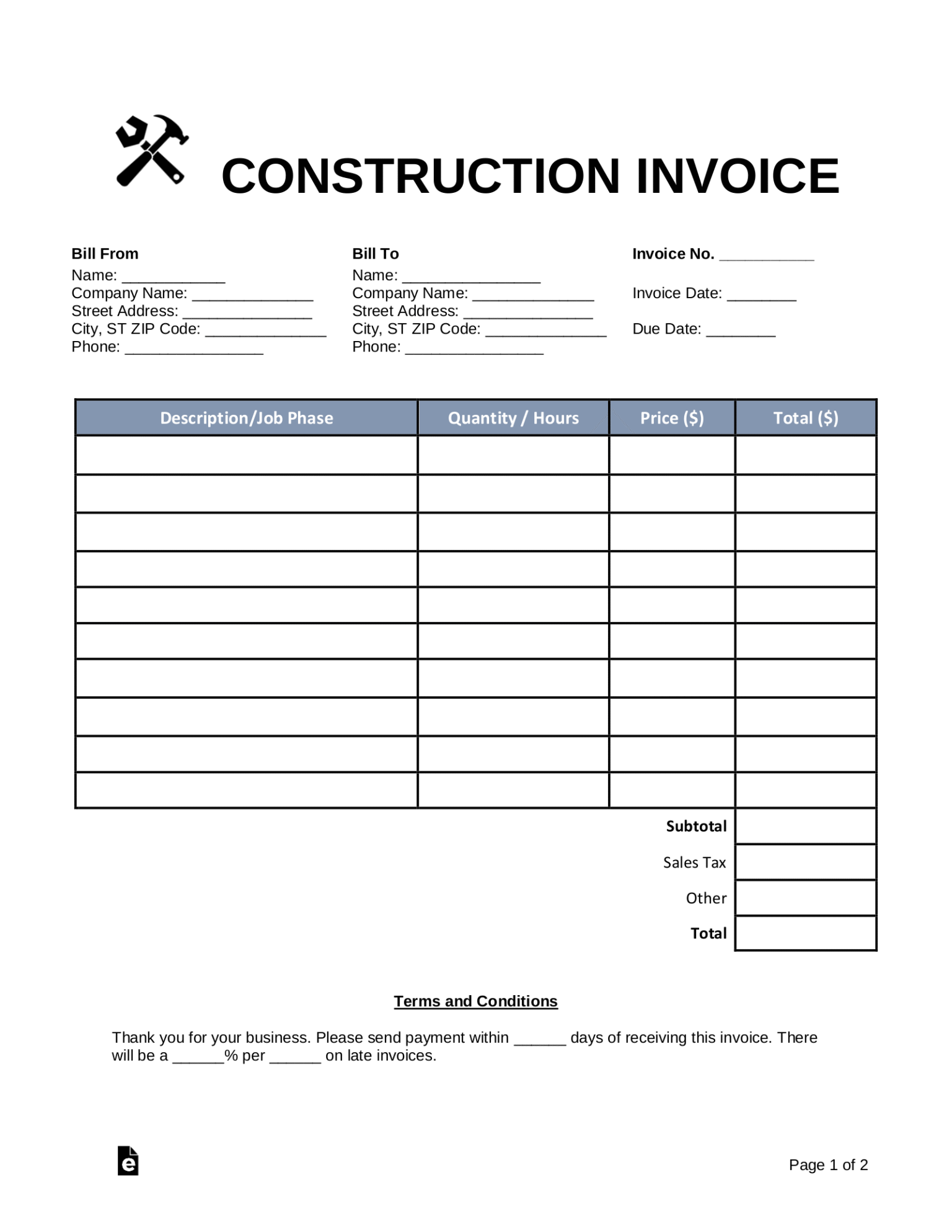 Contractor Invoice