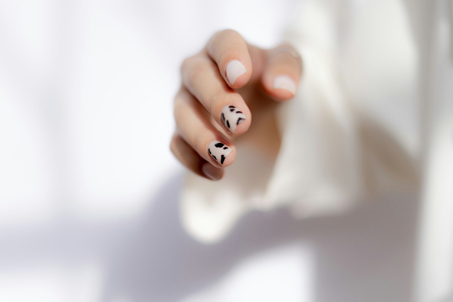 White Nails With Design