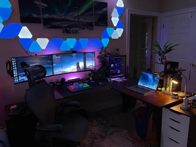 computer table u shaped: The Ultimate Computer Table Setup