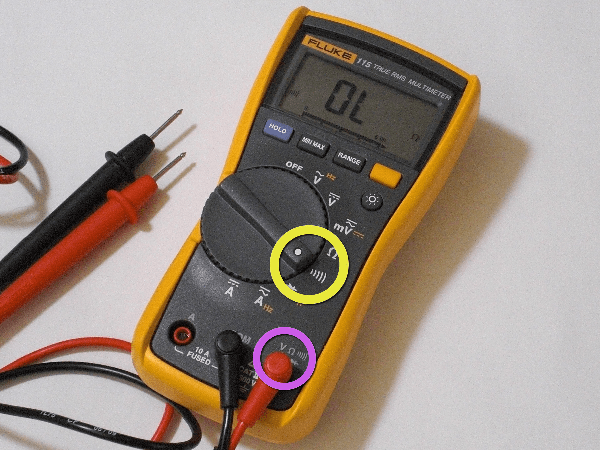 continuity testing on a multimeter