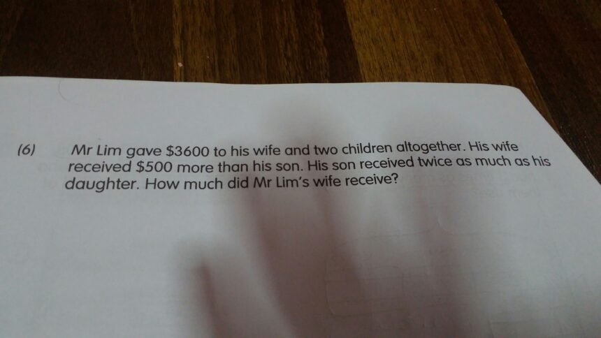 mr lim gave $3600 to his wife​