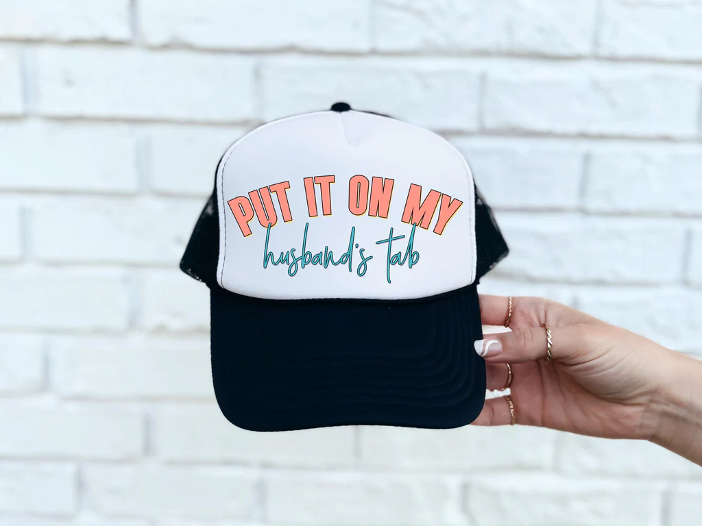 put it on my husbands tab hat