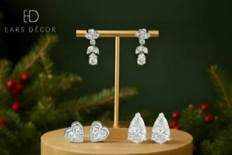 A magnificent array of Diamond Wedding Earrings featuring lab-grown initial studs,